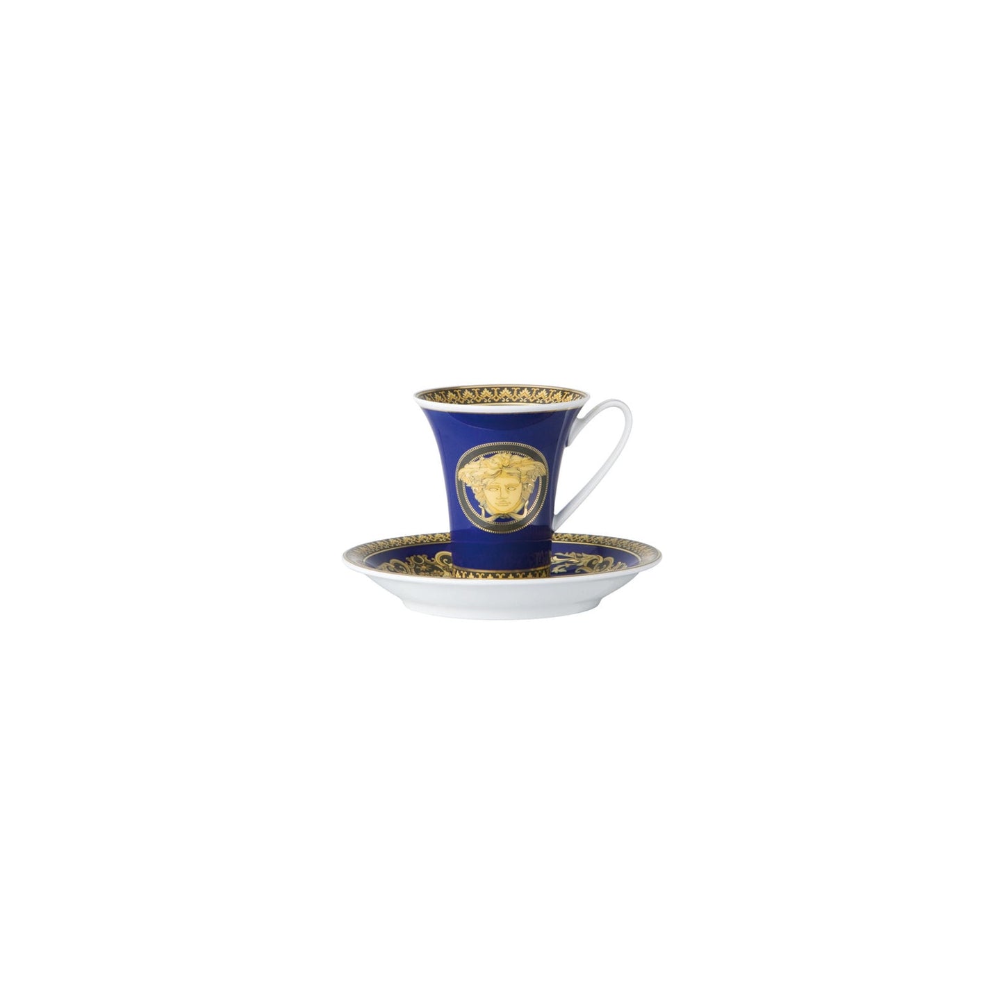 Versace Ikarus Medusa Blue Espresso Cup and Saucer front view