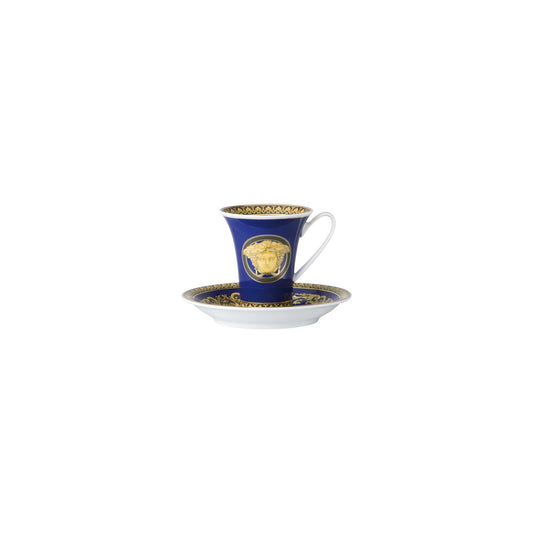Versace Ikarus Medusa Blue Espresso Cup and Saucer front view