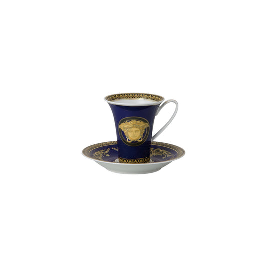 Versace Ikarus Medusa Blue Coffee Cup & Saucer front view