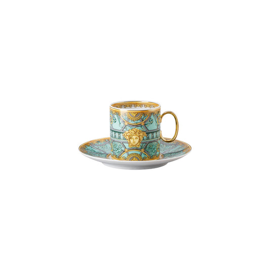 Versace Scala Palazzo Verde Cup/Saucer 4 tall front view