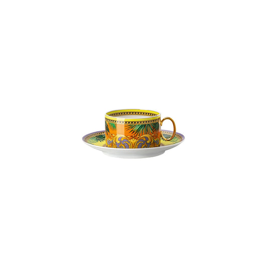 Versace Jungle Animal.Yellow Cup/Saucer 4 low front view