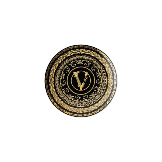 Versace Virtus Gala Black Side Plate – 17 cm front view