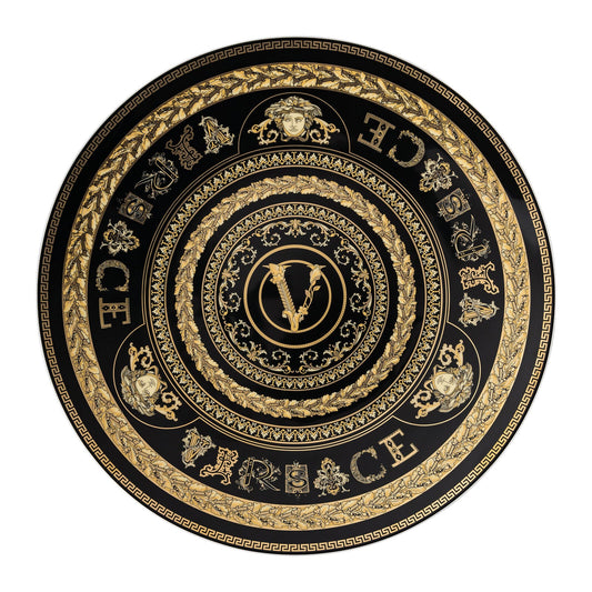 Versace Virtus Gala Black Service Plate – 33 cm front view