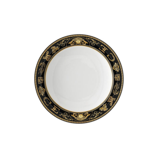 Versace Virtus Gala Black Soup/Pasta Plate – 22 cm front view