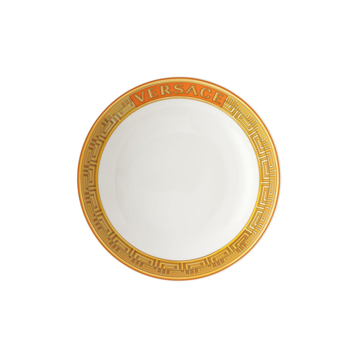 Versace Medusa Amplified Orange Coin Plate 22 cm deep front view