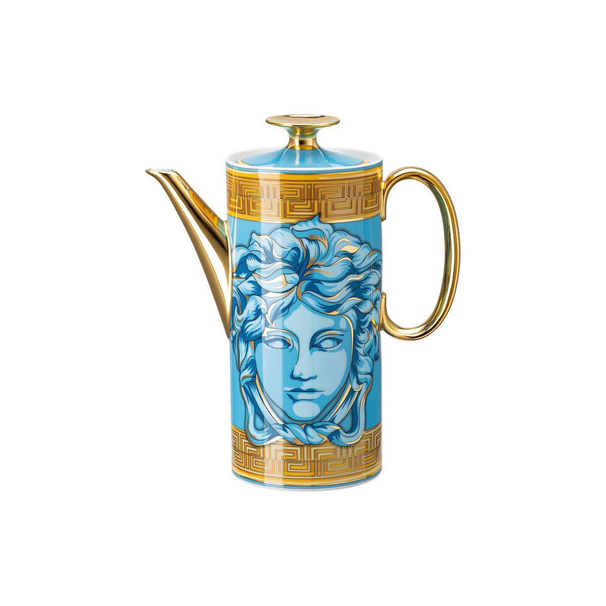 Versace Medusa Amplified Blue Coin Coffee Pot 3 front view