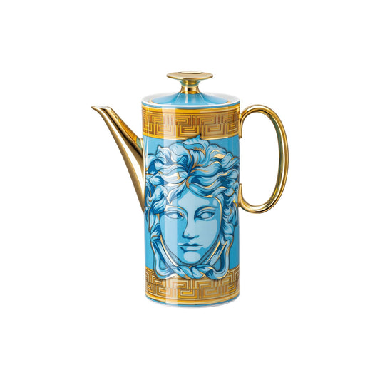 Versace Medusa Amplified Blue Coin Coffee Pot 3 front view