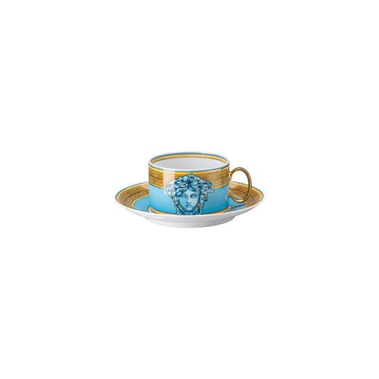 Versace Medusa Amplified Blue Coin Cup/Saucer 4 low front view