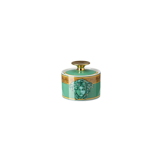 Versace Medusa Amplified Green Coin Sugar Bowl 3 front view