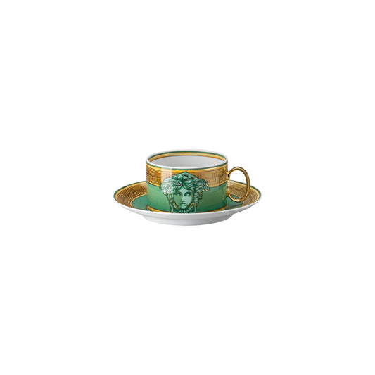 Versace Medusa Amplified Green Coin Cup/Saucer 4 low front view