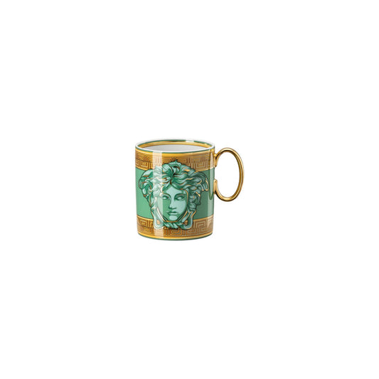 Versace Medusa Amplified Green Coin Mug with handle front view