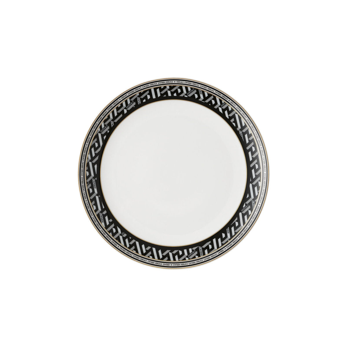 Versace La Greca Signature Black Plate 21 cm front view