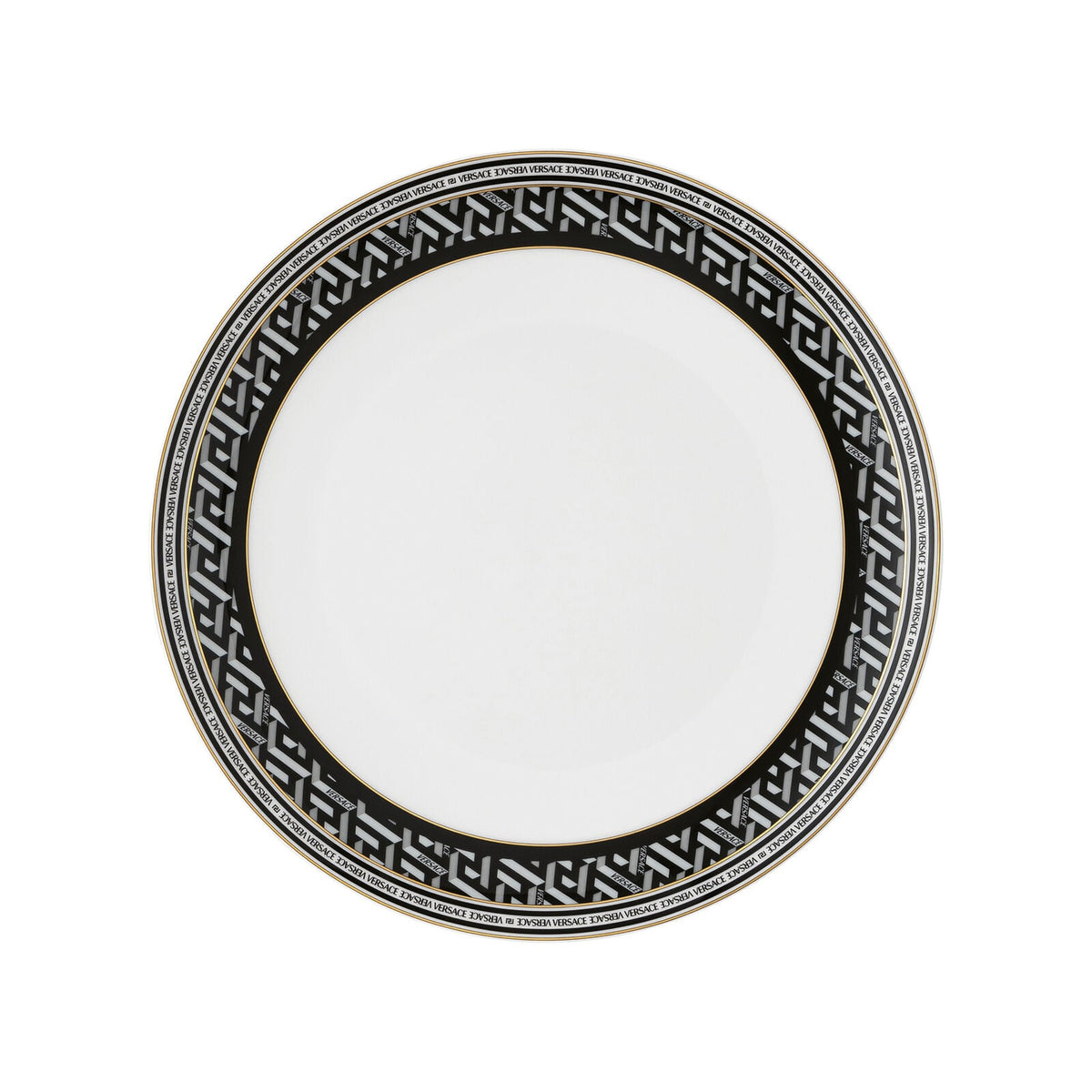 Versace La Greca Signature Black Plate 28 cm front view