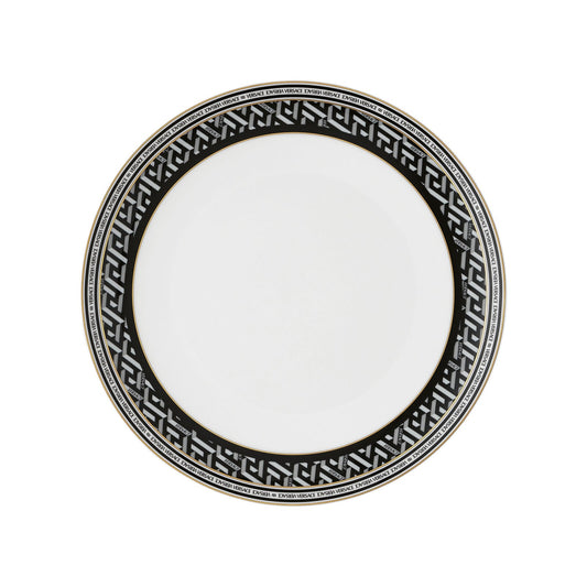 Versace La Greca Signature Black Plate 28 cm front view