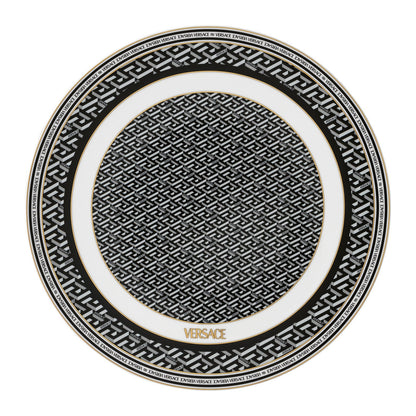 Versace La Greca Signature Black Service Plate 33 cm front view