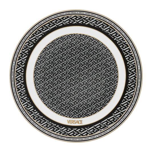 Versace La Greca Signature Black Service Plate 33 cm front view
