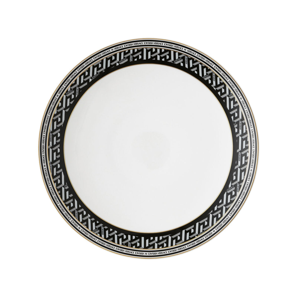 Versace La Greca Signature Black Gourmet Plate 28 cm front view