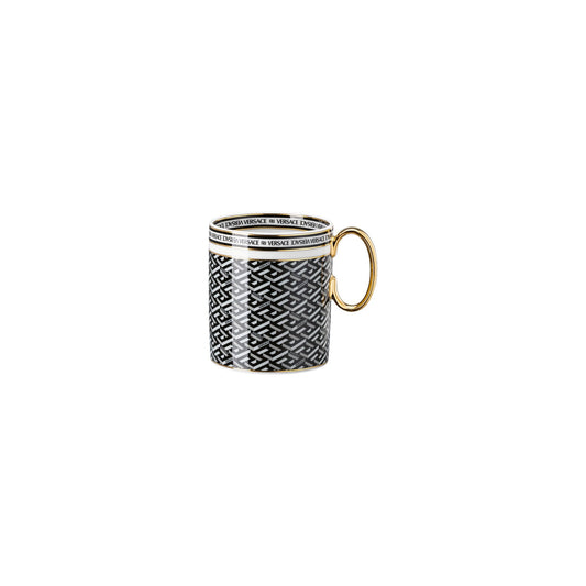 Versace La Greca Signature Black Mug with handle front view