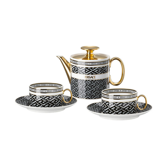 Versace La Greca Signature Black Set Tea for 2 front view