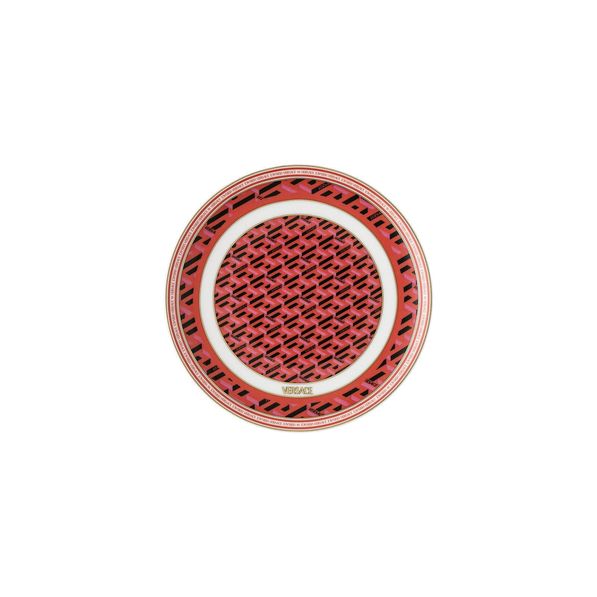 Versace La Greca Signature Red Plate 17 cm front view
