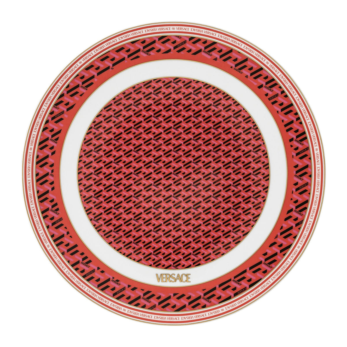 Versace La Greca Signature Red Service Plate 33 cm front view
