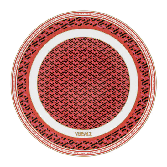 Versace La Greca Signature Red Service Plate 33 cm front view