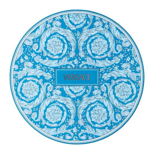 Versace Barocco Teal Service Plate 33 cm front view