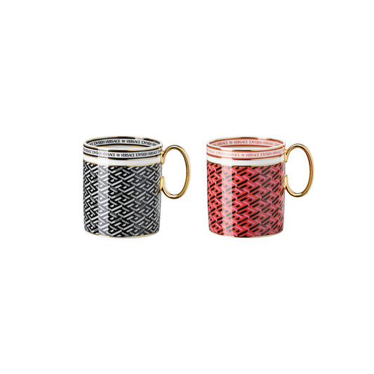 Versace La Greca Signature Set 2 mugs w. handle front view