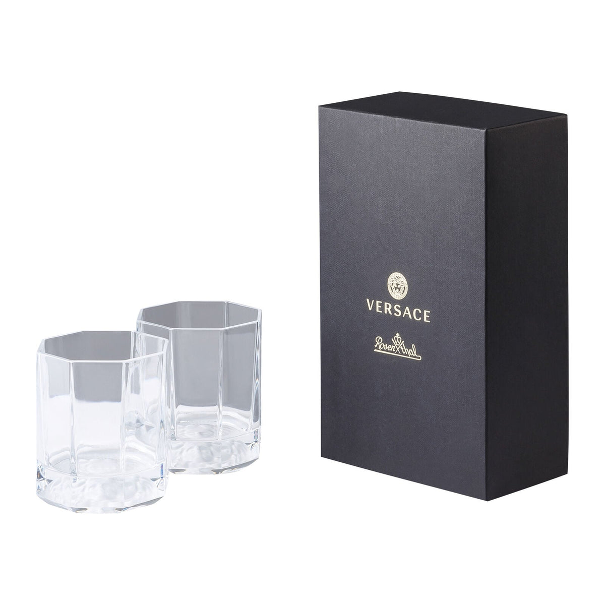 Versace Medusa Lumiere Whisky Tumblers (Set of 2) front view