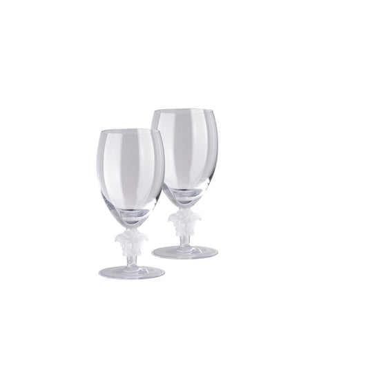 Versace Medusa Lumière 2nd Edition Clear White Wine Goblets (Set of 2) front view