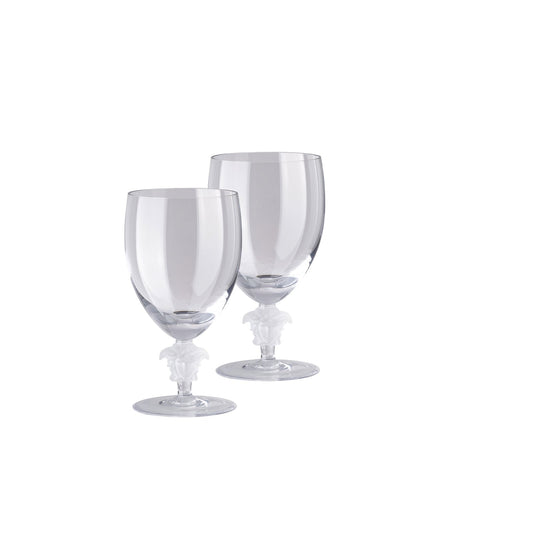 Versace Medusa Lumière 2nd Edition Clear Water Goblets (Set of 2) front view