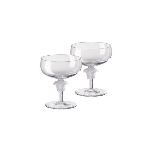 Versace Medusa Lumière 2nd Edition- Clear Champagne Goblets (Set of 2) front view