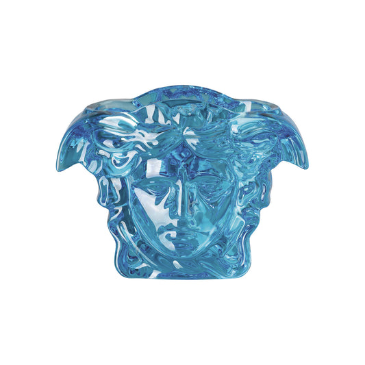 Versace Medusa Grande Blue Crystal Vase – 19 cm front view