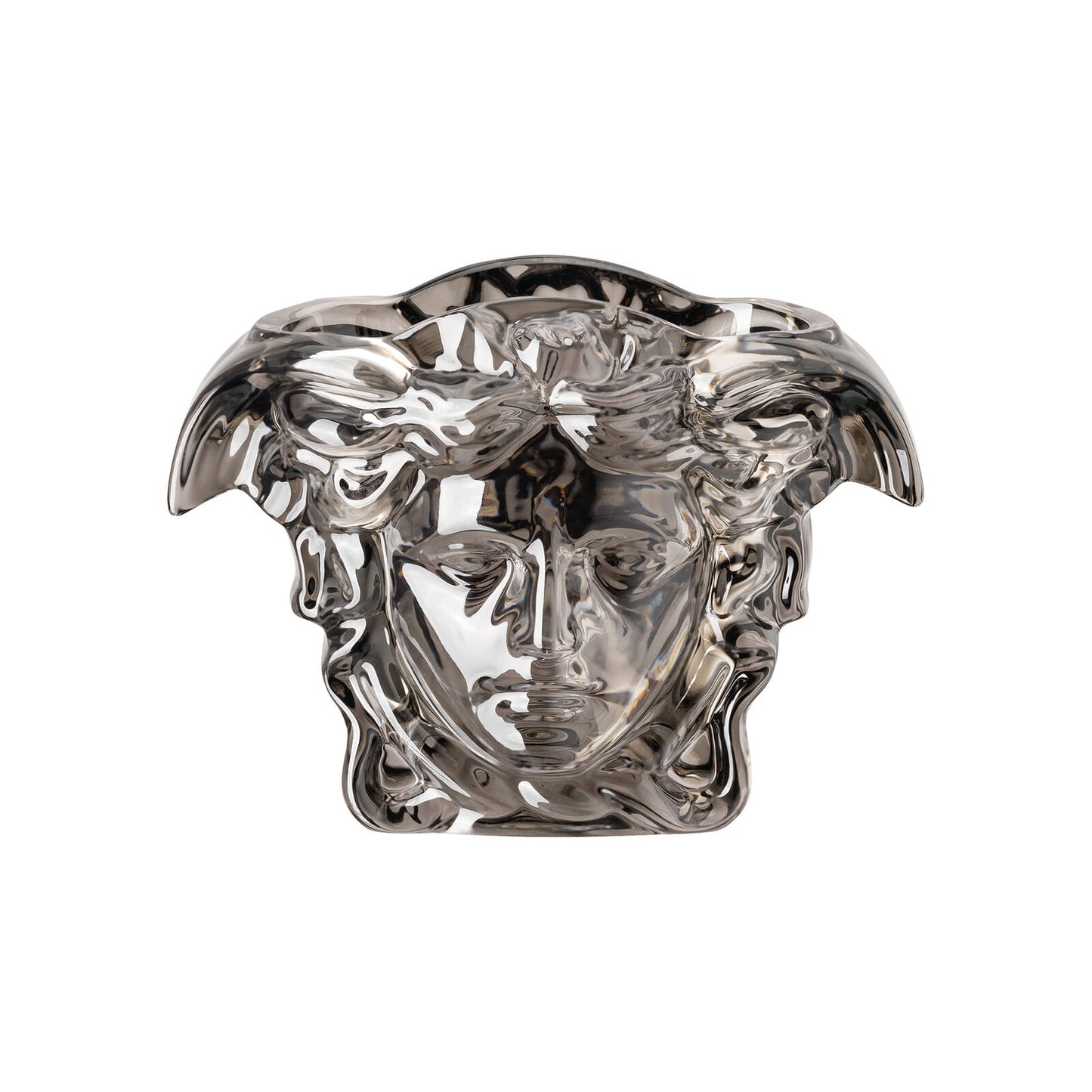 Versace Medusa Grande Black Crystal Vase – 19 cm front view