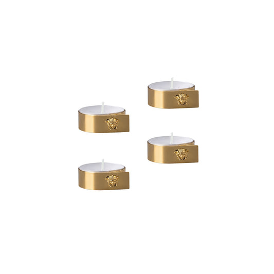 Versace Medusa Gold Set of 4 Tea lights front view