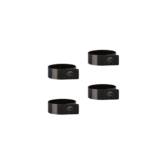 Versace Medusa Black Set 4 Napkin Rings front view