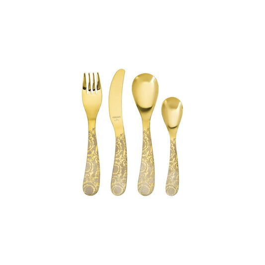 Versace Kids Barocco Gold Cutlery Set – 4 pcs front view