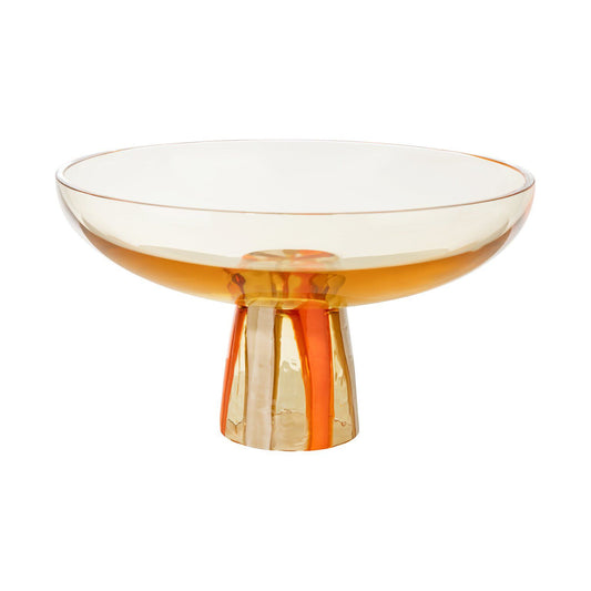 Rosenthal Stripes Orange Rosenthal Glasss Object Limited Stripes Orange Bowl 30 cm with foot front view