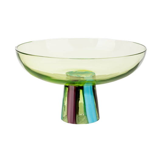 Rosenthal Stripes Grass Rosenthal Glasss Object Limited Stripes Grass Bowl 30 cm with foot front view