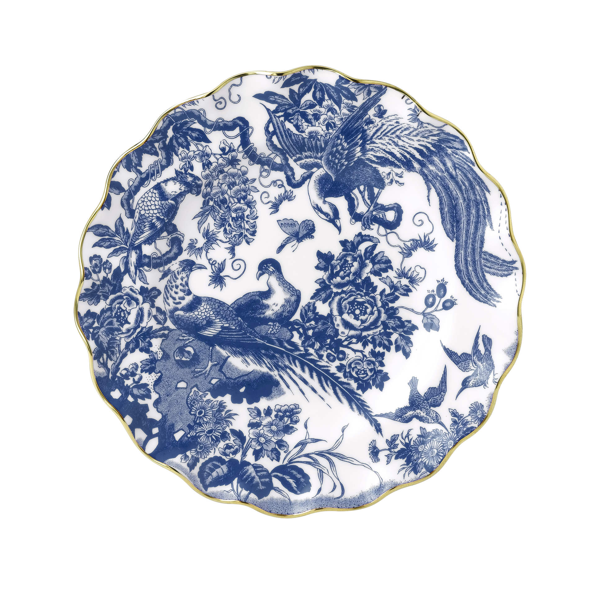 Royal Crown Derby Aves Blue Fluted Dessert Plate (22cm) – official product image