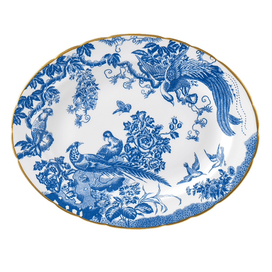Royal Crown Derby Aves Blue Oval Dish (34cm) – official product image
