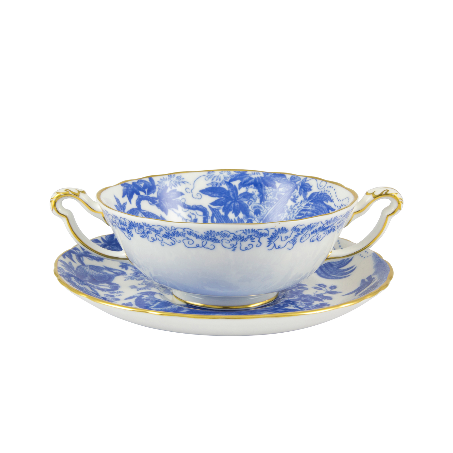 Royal Crown Derby Aves Blue Cream Soup Saucer (16cm) – alternate official product image