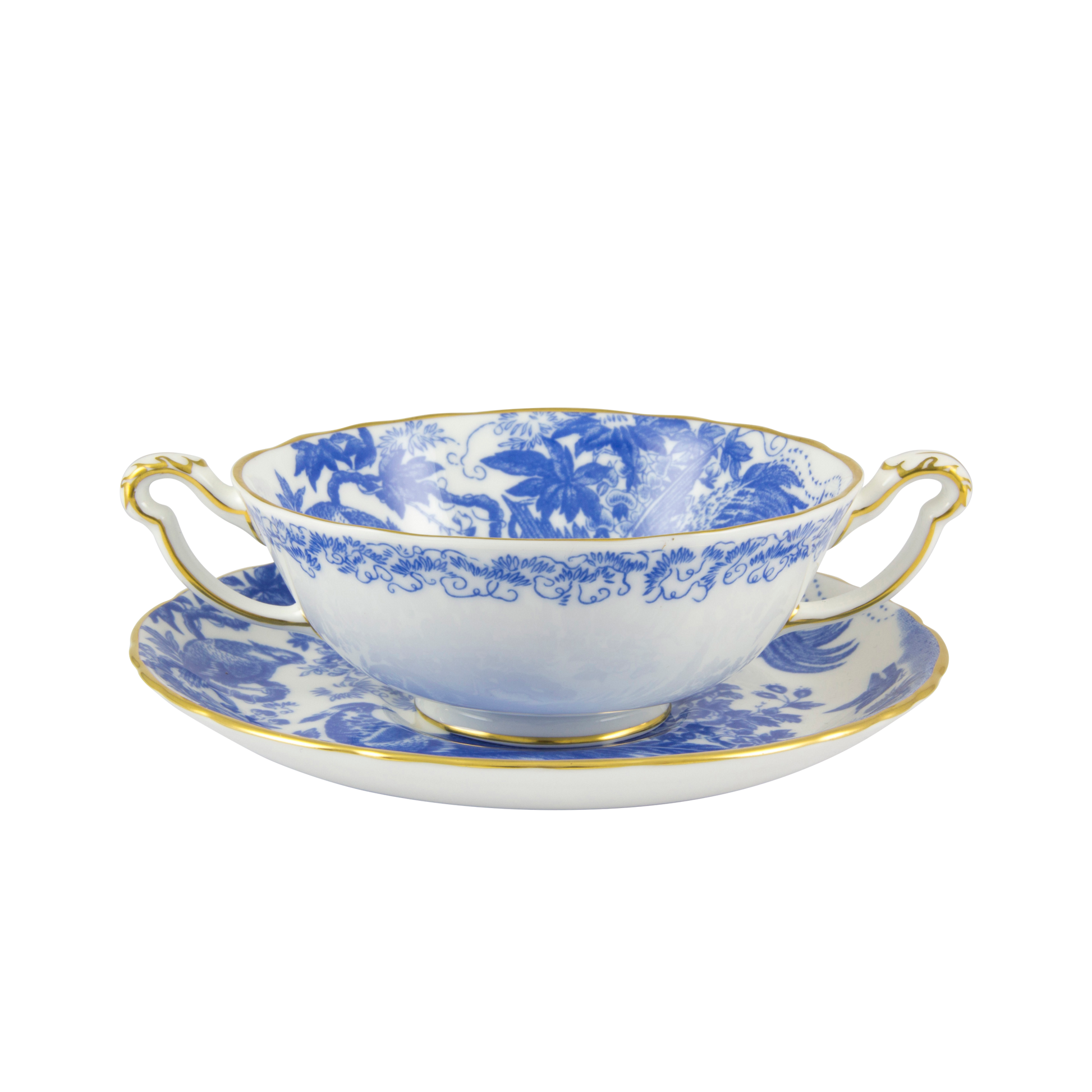 Royal Crown Derby Aves Blue Cream Soup Saucer (16cm) – alternate official product image