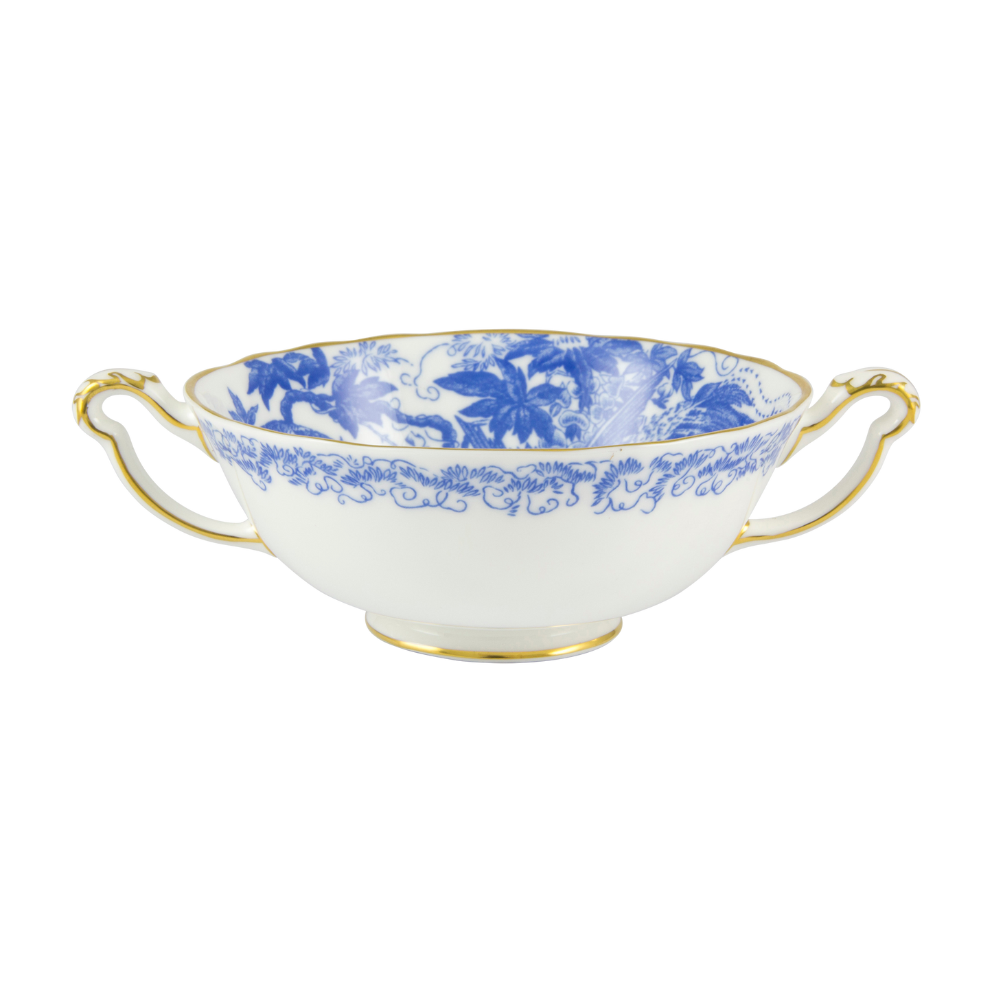 Royal Crown Derby Aves Blue Cream Soup Saucer (16cm) – official product image