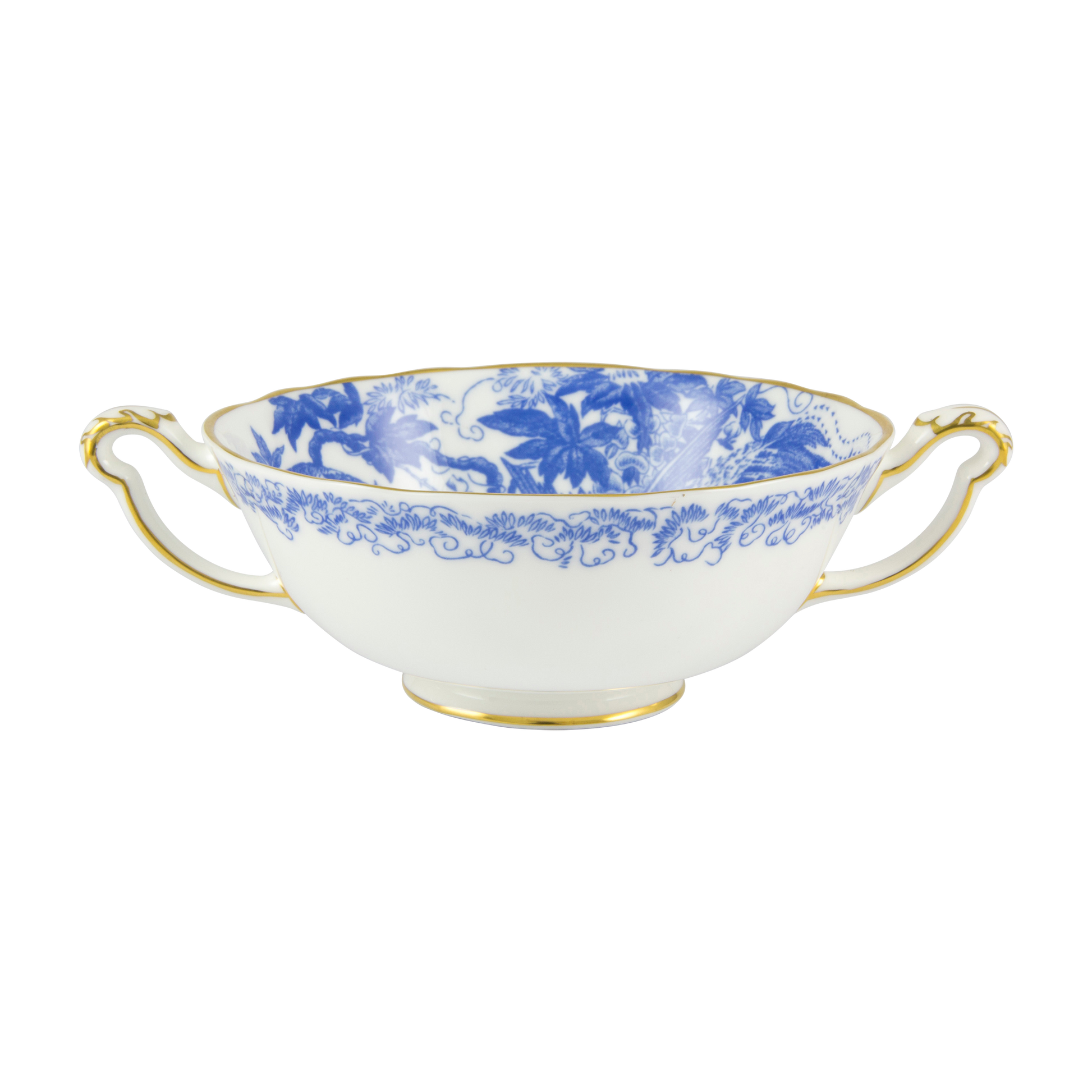 Royal Crown Derby Aves Blue Cream Soup Saucer (16cm) – official product image