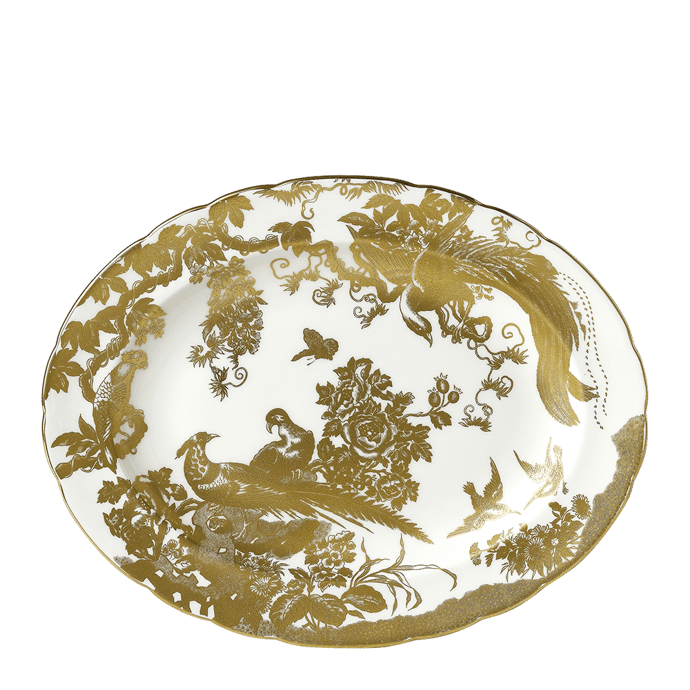Royal Crown Derby Aves Gold Oval Dish (41cm) – official product image
