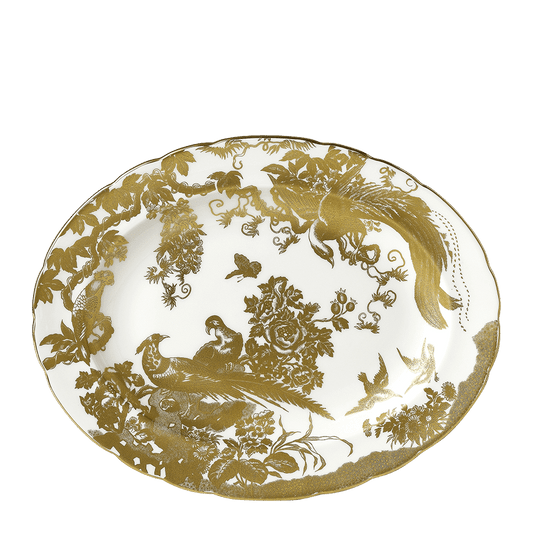 Royal Crown Derby Aves Gold Oval Dish (41cm) – official product image