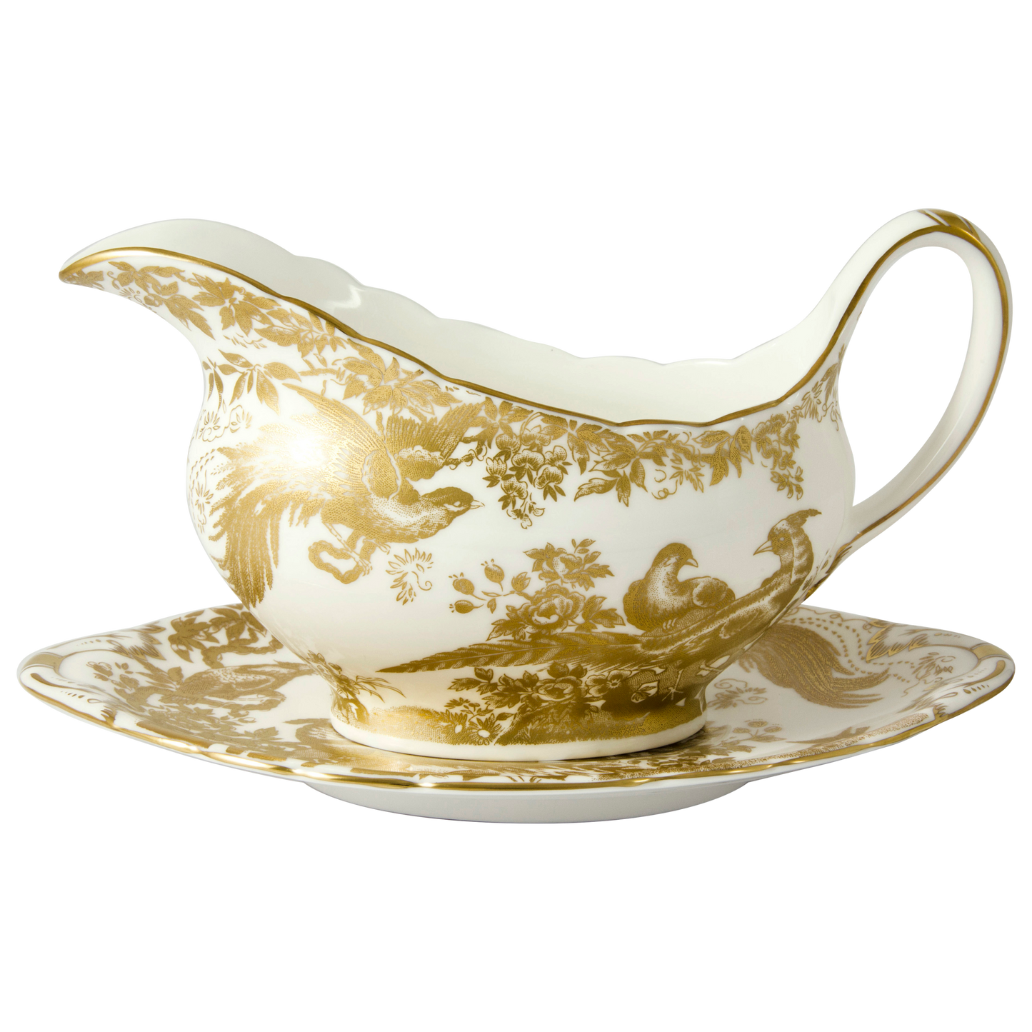 Royal Crown Derby Aves Gold Sauce Boat Stand (21cm) – alternate official product image
