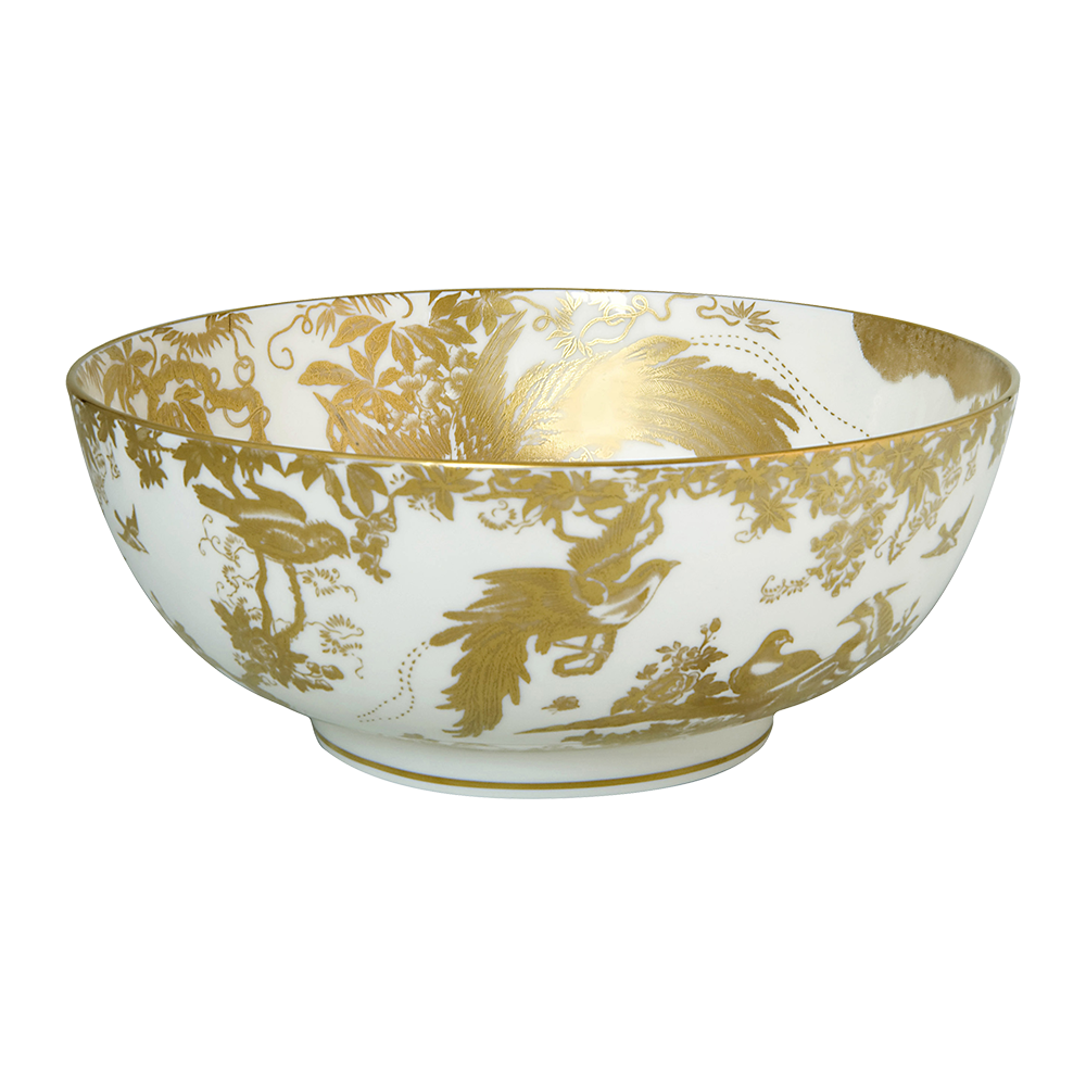 Royal Crown Derby Aves Gold Salad Bowl (2000ml) – official product image