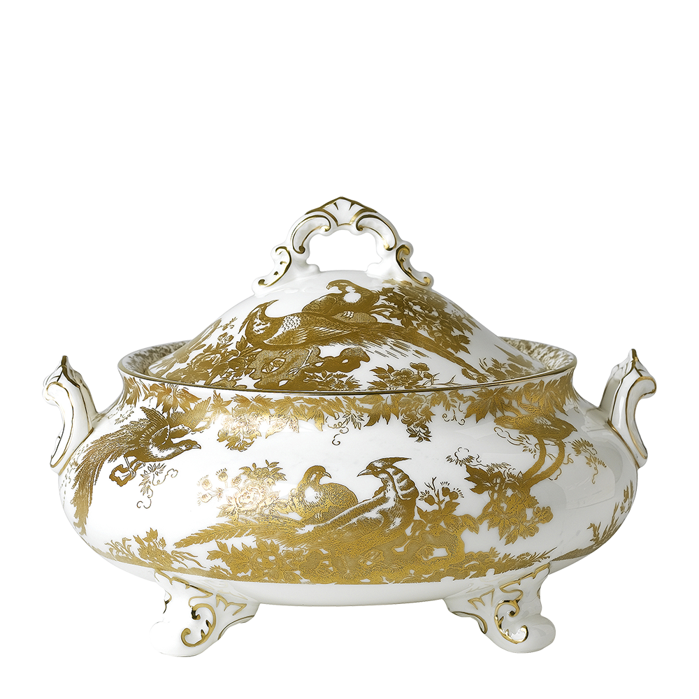 Royal Crown Derby Aves Gold Covered Vegetable Dish (1700ml) – official product image
